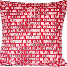 Blah Humbug Christmas Throw Pillow Cover Cushion Red White 18x18 - thumbnail 4