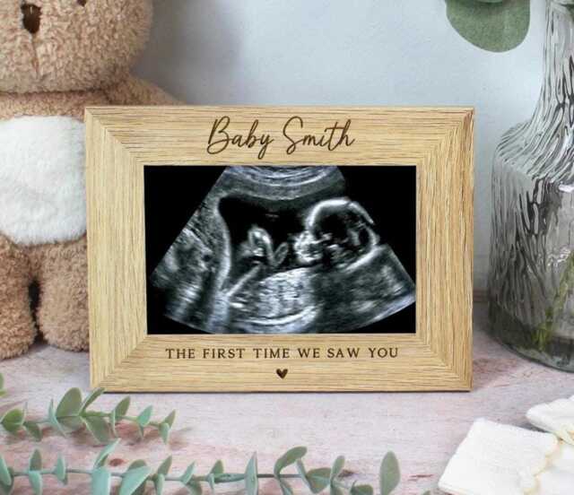 Baby Scan Photo Frame, The First Time We Saw You, Engraved Name