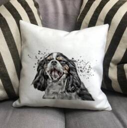 Personalised Cavalier King Charles Spaniel Dog Country Canvas Cushion - Owner & Lover Linen Puppy With Inner Filler - thumbnail 3