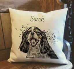 Personalised Cavalier King Charles Spaniel Dog Country Canvas Cushion - Owner & Lover Linen Puppy With Inner Filler - thumbnail 1