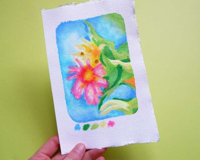 Original Art - Whimsical Flowers Oil Pastel & Brush Pen Drawing Wall Decor, Gallery Wall, Flowers, Summer, Colourful - image 1