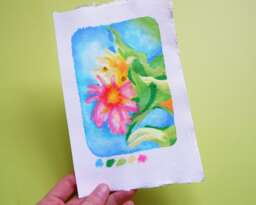 Original Art - Whimsical Flowers Oil Pastel & Brush Pen Drawing Wall Decor, Gallery Wall, Flowers, Summer, Colourful - thumbnail 1