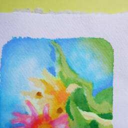 Original Art - Whimsical Flowers Oil Pastel & Brush Pen Drawing Wall Decor, Gallery Wall, Flowers, Summer, Colourful - thumbnail 2