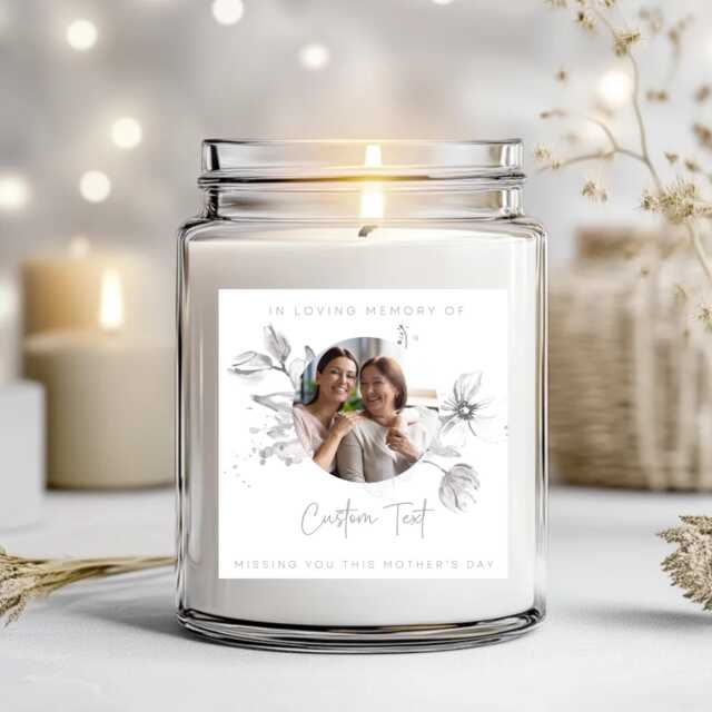 In Loving Memory Grey Flower - Candle Label L Custom Memorial - image 1