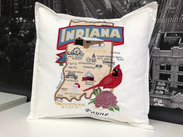 Indiana State Pillow With Deather Insert - image 1