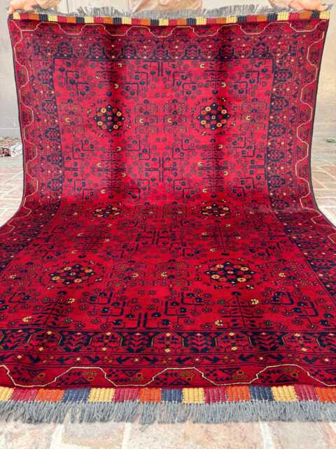Handmade Afghan Wool Rug Red Vintage-style Oriental Carpet - 5x6 - image 1