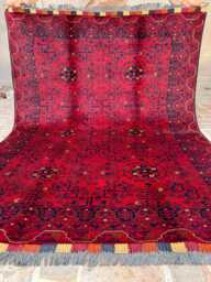 Handmade Afghan Wool Rug Red Vintage-style Oriental Carpet - 5x6 - thumbnail 1