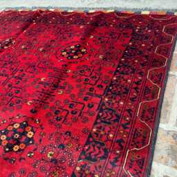 Handmade Afghan Wool Rug Red Vintage-style Oriental Carpet - 5x6 - thumbnail 3