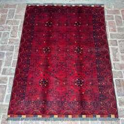 Handmade Afghan Wool Rug Red Vintage-style Oriental Carpet - 5x6 - thumbnail 2