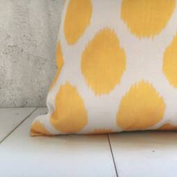 Silk Ikat Pillow Cover 24x24, Handwoven Decorative Cushion - thumbnail 3