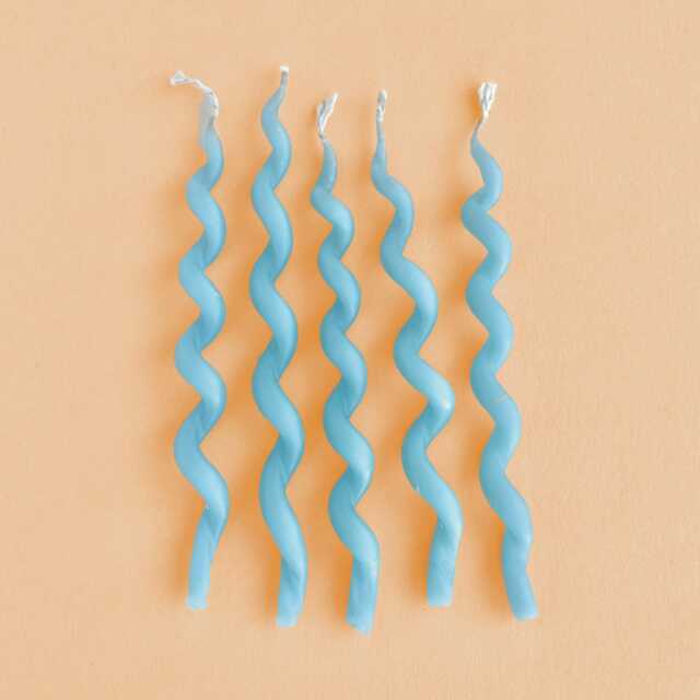 Blue Curly Cue Birthday Candles - x5