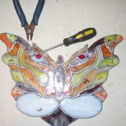 stained Glass Fan Lamp Tiger Butterfly PDF Instructions & Pattern - thumbnail 4