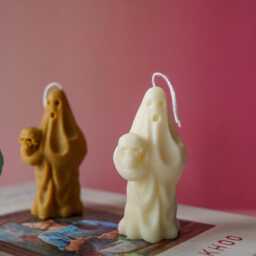 Spooky Ghost Soy Wax Candle With Pumpkin Autumn Decor - thumbnail 3