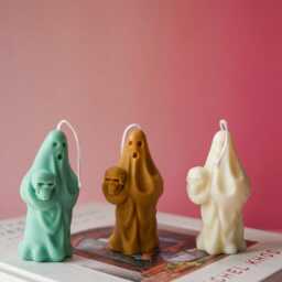 Spooky Ghost Soy Wax Candle With Pumpkin Autumn Decor - thumbnail 4