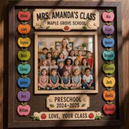 Personalized Teacher Class Photo Frame - Custom Name & School, Preschool Keepsake, End-Of-Year Gift, Classroom Appreciation - thumbnail 4