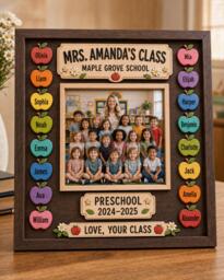 Personalized Teacher Class Photo Frame - Custom Name & School, Preschool Keepsake, End-Of-Year Gift, Classroom Appreciation