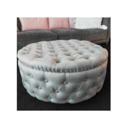 Compact Chesterfield Plush Velvet Ottoman - Footstool Coffee Table - 60cm