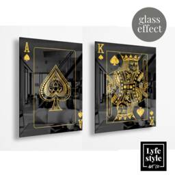 Ace X King - Twin Glass Pack Playing Card Art - Black & Gold Gifts For Him Luxury Ace Of Spades - thumbnail 2