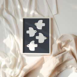 Flying Doves Print, Nursery Illustration Kids Bedroom Art, Wall Room Play Room, Unframed - thumbnail 2