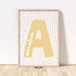 Polka Dot Letter & Name Print - Nursery Kids Bedroom Playroom Decor Unframed - thumbnail 3