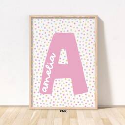 Polka Dot Letter & Name Print - Nursery Kids Bedroom Playroom Decor Unframed - thumbnail 2