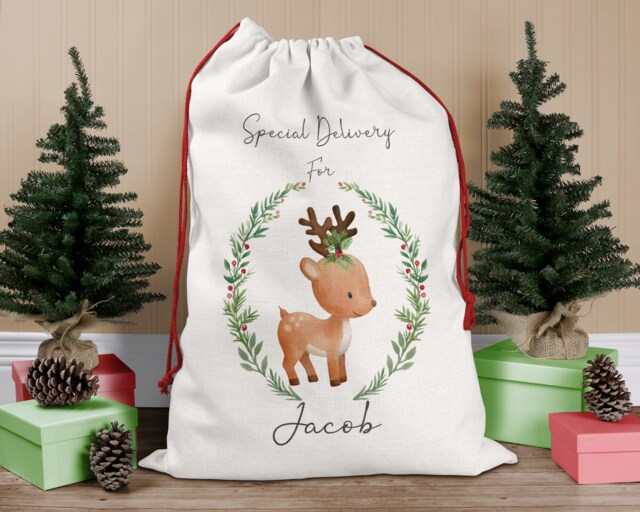 Personalised Christmas Sack, Eve Stocking, Bag, Father Christmas, Present Box - image 1