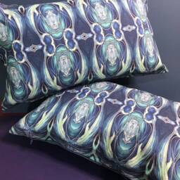 Teal Aqua Blue Dolphins Cushion Throw Pillow - Sealife Accent Sofa Or Settee Bedroom Decor - thumbnail 3