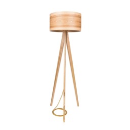 Scandinavian Tripod Floor Lamp, Heartwood Ash Wood Shade - thumbnail 2