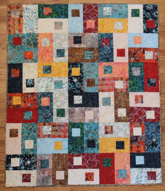 Large Baby/Throw/Youth - Next Move in Batik, Handmade, Multi-Color, 54In X 65In, Blocks, Multi Color - image 1