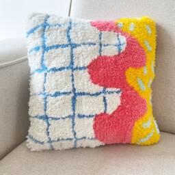 12x12 Hand Tufted Punch Needle Mini Pillow Cover, Decorative Ice Cream Inspired Cushion Cover, Cute Y2K Throw Cover, Fun Home Decor - thumbnail 2