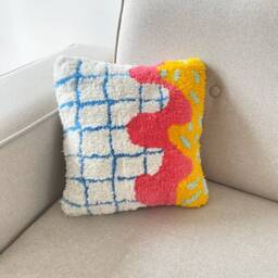 12x12 Hand Tufted Punch Needle Mini Pillow Cover, Decorative Ice Cream Inspired Cushion Cover, Cute Y2K Throw Cover, Fun Home Decor - thumbnail 3