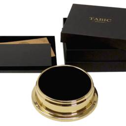 Tabic Prestige Arabic Clock in Solid Brass With Jet Black Dial. Heavy Case - 1/2Kg Handmade in England - thumbnail 4