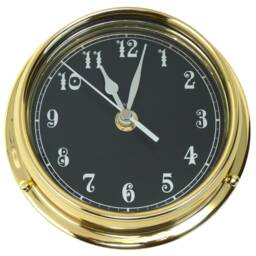 Tabic Prestige Arabic Clock in Solid Brass With Jet Black Dial. Heavy Case - 1/2Kg Handmade in England - thumbnail 2