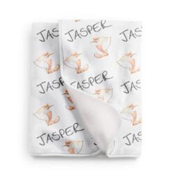 Personalized Woodland Fox Baby Blanket in Fleece, Minky, Or Sherpa - thumbnail 1