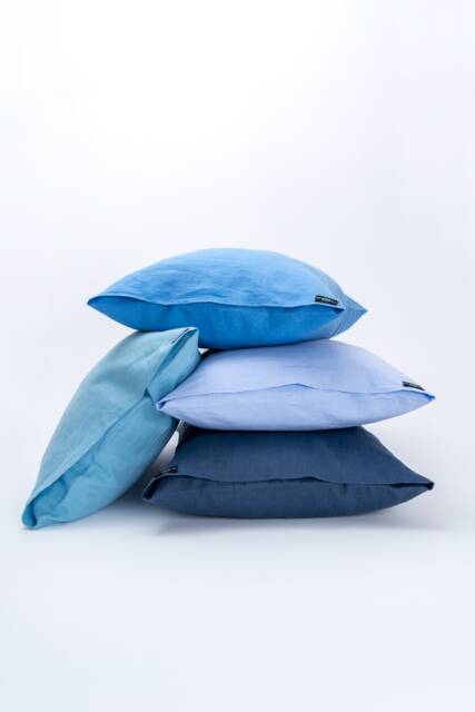 Blue Linen Pillowcases With Envelope Closure in 3 Available Blue Shades - image 1