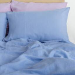 Blue Linen Pillowcases With Envelope Closure in 3 Available Blue Shades - thumbnail 4