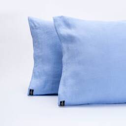 Blue Linen Pillowcases With Envelope Closure in 3 Available Blue Shades - thumbnail 3