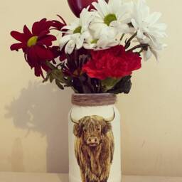 Handmade Highland Cow Vase Farmhouse Floral Decor - thumbnail 3