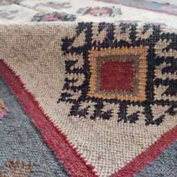 Handwoven Wool Jute Kilim Rug - Tribal Geometric Design For Living Area , Bedroom - thumbnail 2
