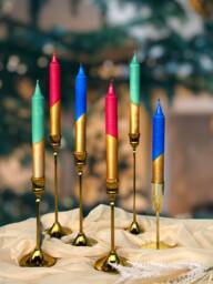 Christmas Dip Dye Dinner Taper Candle, Christmas Gold Tapered Candles, Dinning Candles, Christmas Table Decor, Gold Decor, Green, Red, Blue, White - thumbnail 1