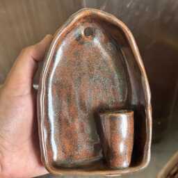 Mystic Brown Ceramic Wall Hanging Vase, 10x 13 cm, Garden Vase - thumbnail 4