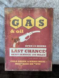 Retro Gas Station Sign, Vintage Style Wooden Wall Art - 15.5x11.5 - thumbnail 1