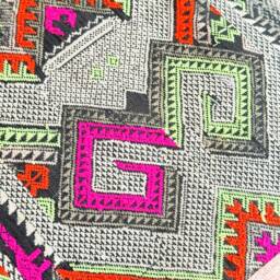 Vintage Embroidered Silk Textile Ethnic Piece Of Tradition Costume Pillow Cover - thumbnail 3