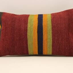 Vintage Turkish Kilim Pillow Throw Pillow Accent Sofa Lumbar Covers 12X20 in - 30 X 50 cm 4Oef-749 - thumbnail 2