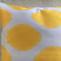 Yellow Ikat Pillow Cover, Handwoven Silk Cushion - 16x16 - thumbnail 2