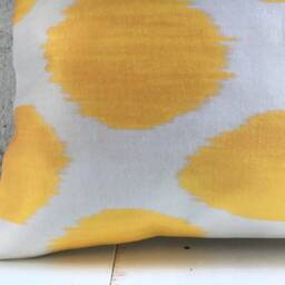 Yellow Ikat Pillow Cover, Handwoven Silk Cushion - 16x16 - thumbnail 3