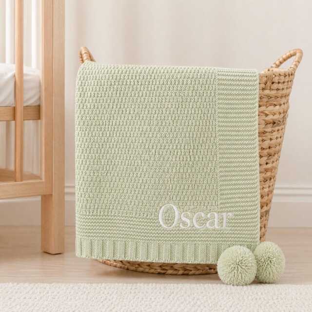 Embroidered Baby Blanket Personalised - Wrap Shawl New Gift Boy Girl Unisex Babyshower Newborn Coming Home Outfit Keepsake - image 1