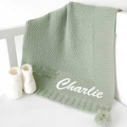 Embroidered Baby Blanket Personalised - Wrap Shawl New Gift Boy Girl Unisex Babyshower Newborn Coming Home Outfit Keepsake - thumbnail 3