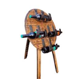 Reclaimed Whiskey Barrel Wine Rack - Rustic 4-Bottle Floor Stand For Home Bar - thumbnail 4