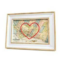 Montreal Heart Map - Custom Gift Anniversary For Him Framed Wedding Vintage Print Of Hand-Embroidered